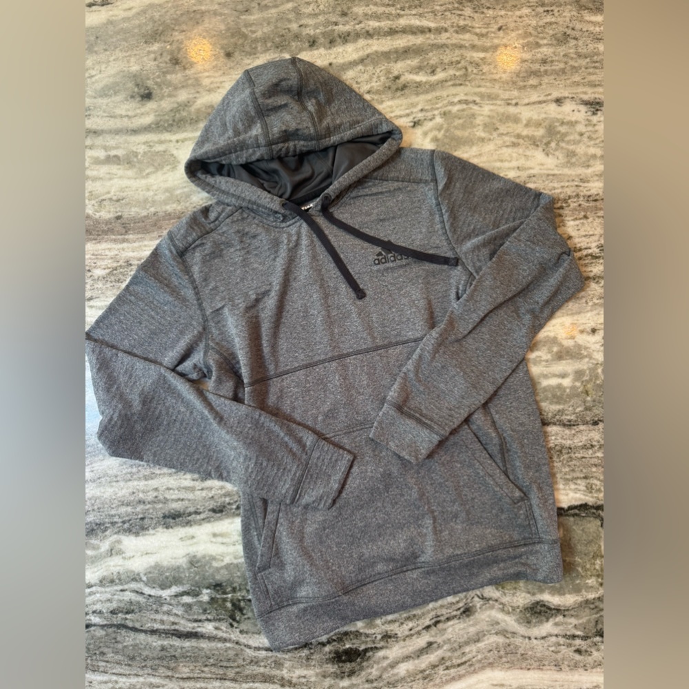 Adidas Pullover Hoodie Grey/Black Medium - Picture 2 of 3